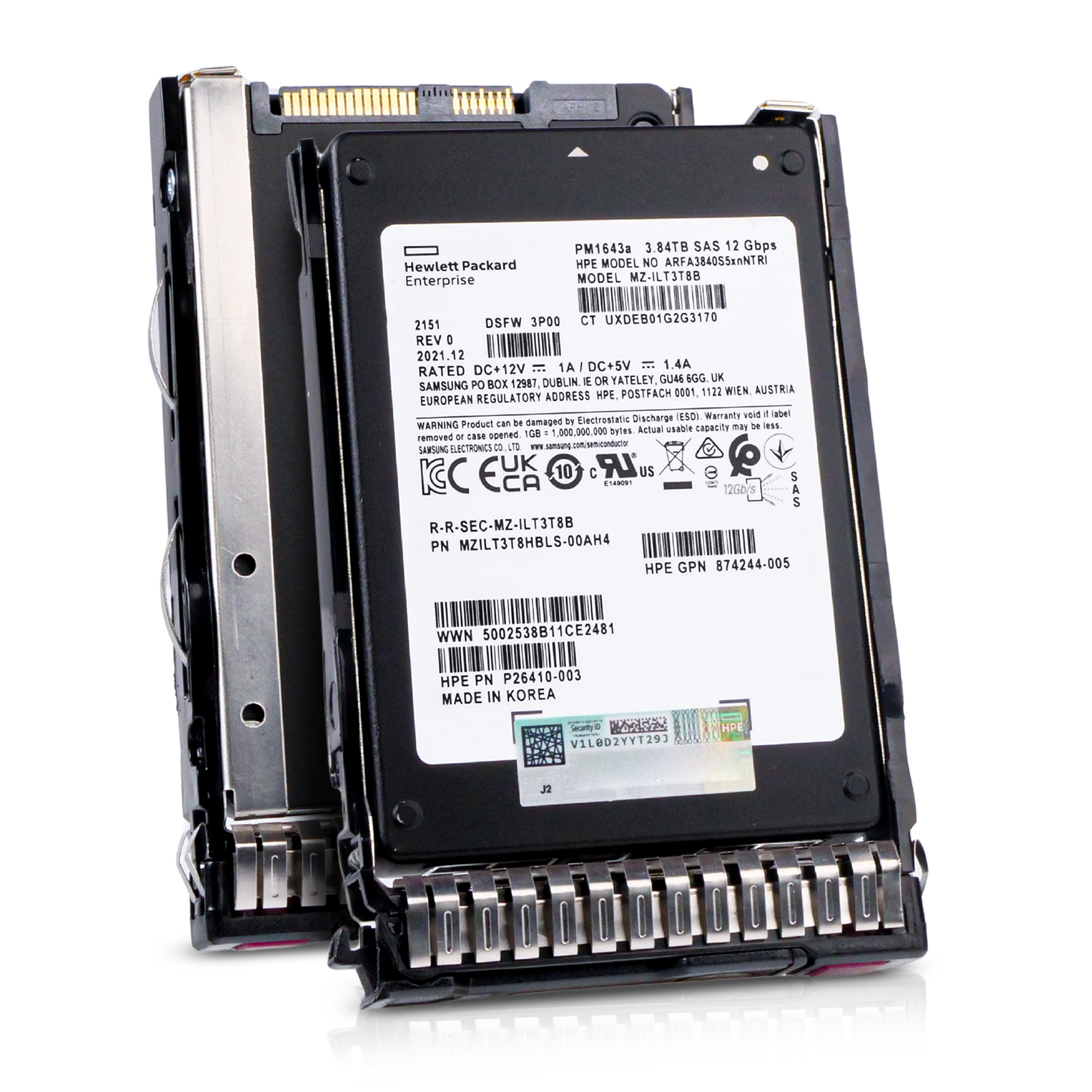 HP Generation 8 VO003840JWZJK P15848-003 3.84TB 1 DWPD SAS 12Gb/s 3D TLC 2.5in Refurbished SSD
