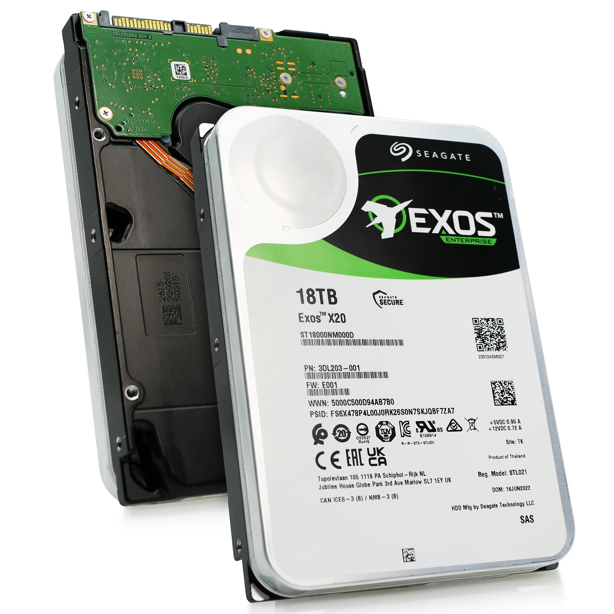 Seagate Exos X20 ST18000NM000D 18TB 7.2K RPM SAS 12Gb/s 3.5in Recertified Hard Drive