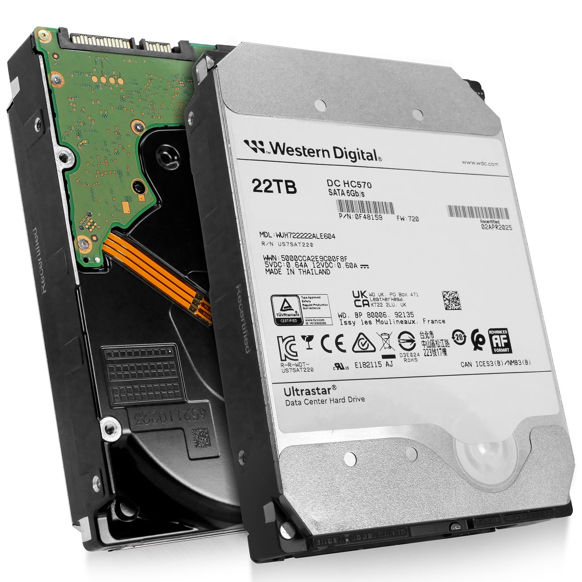 Western Digital Ultrastar DC HC570 WUH722222ALE604 0F48159 22TB 7.2K RPM SATA 6Gb/s 512e 3.5in Hard Drive