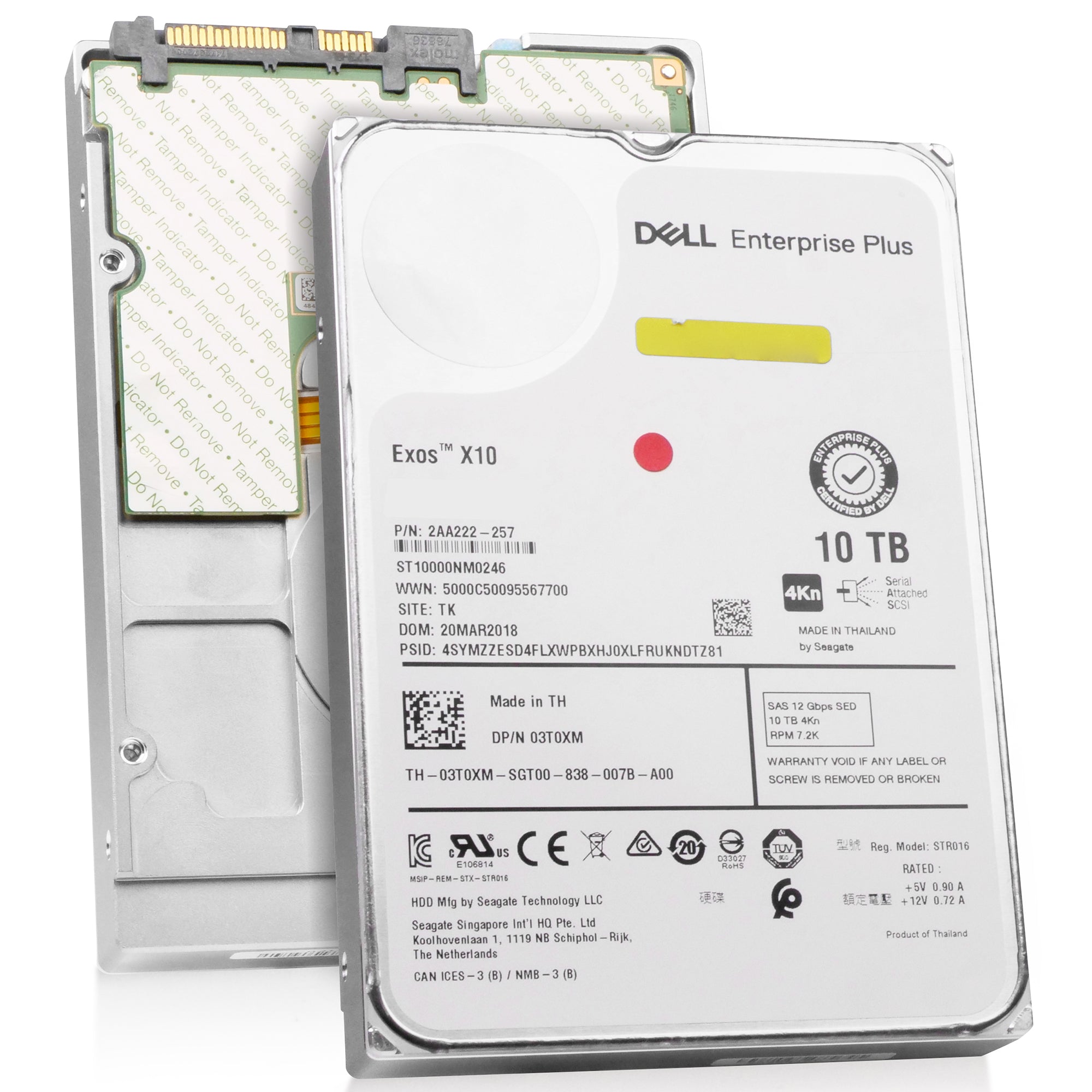 Dell/Seagate Exos X10 ST10000NM0246 10TB 7.2K RPM SAS 12Gb/s 4Kn 256 MB 3.5in HDD