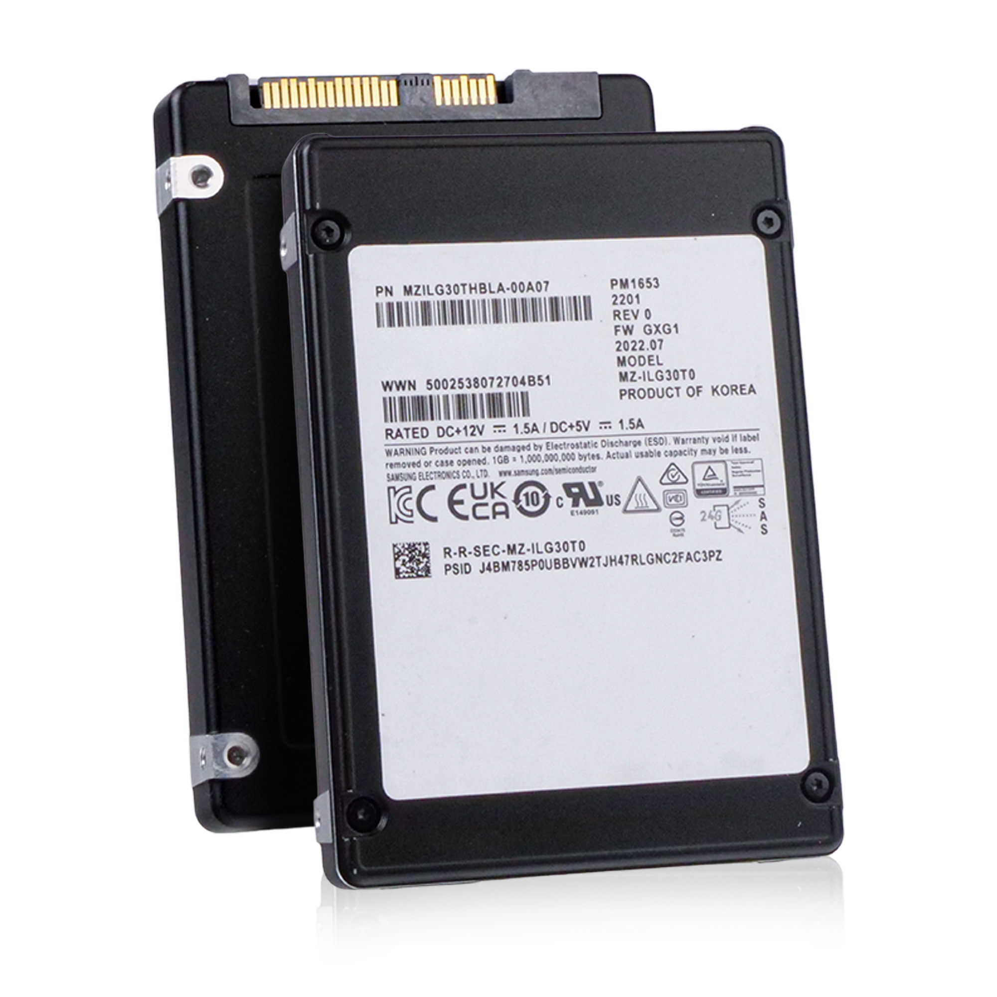 Samsung PM1653 MZILG30THBLA 30.72TB 1 DWPD SAS-4 24Gb/s 3D TLC 2.5in Refurbished SSD