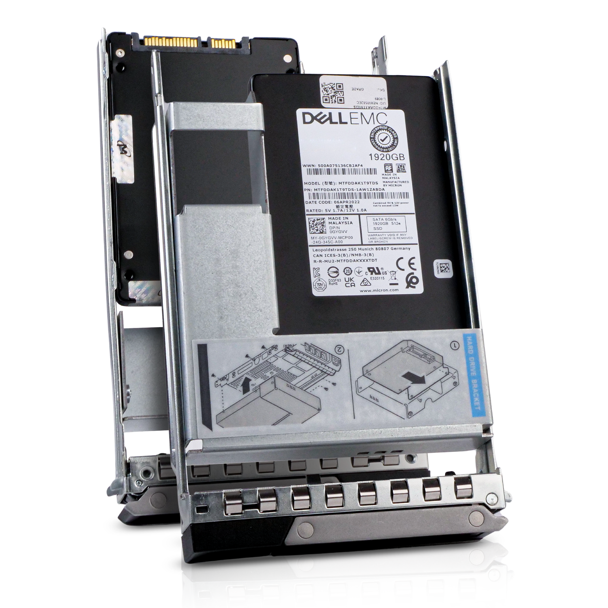 Dell G14 0GYGVV 1.92TB 1.5 DWPD SATA 6Gb/s 3D TLC 512e Hybrid 3.5in Refurbished SSD