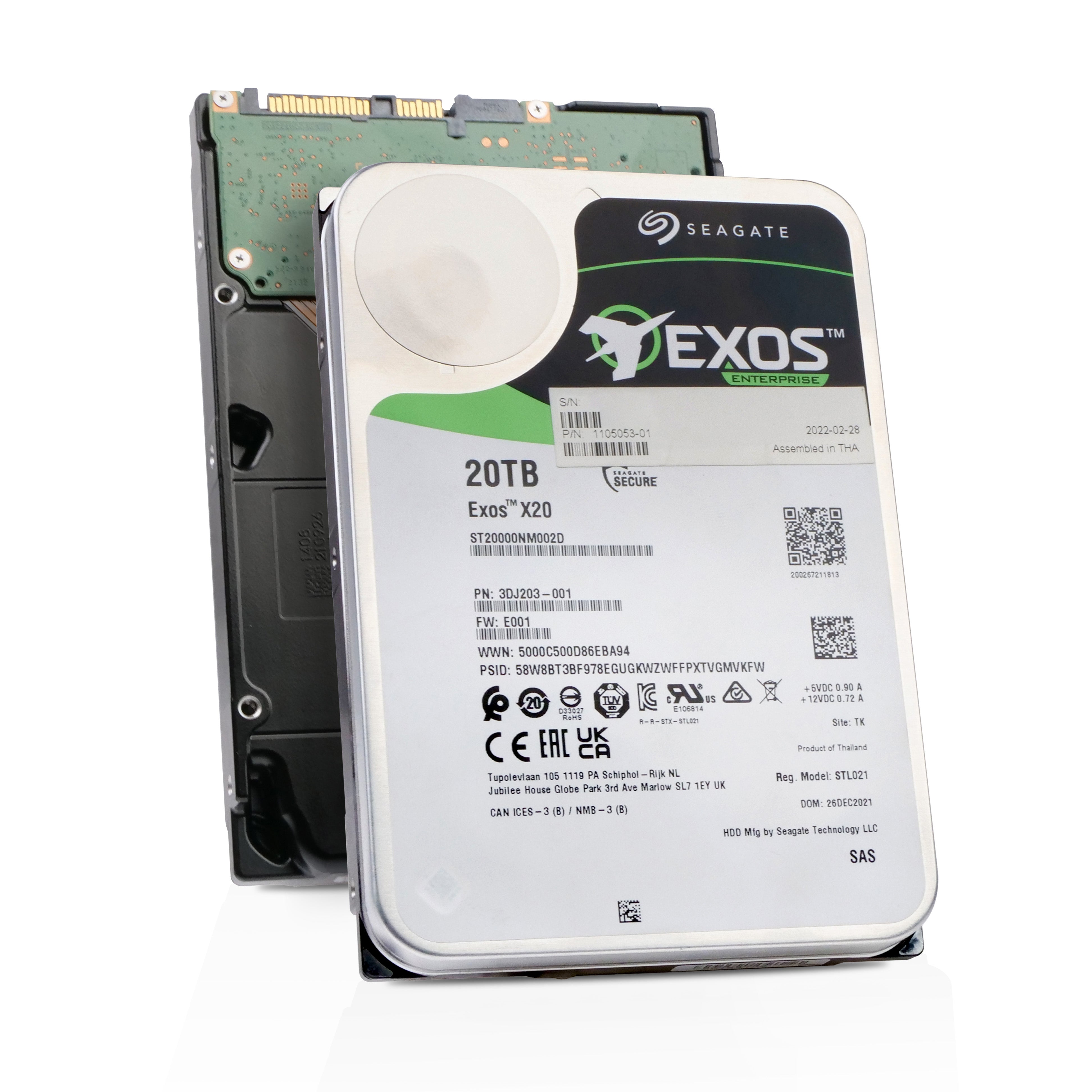 Seagate Exos X20 ST20000NM002D 20TB 7.2K RPM SAS 12Gb/s 3.5in Refurbished HDD