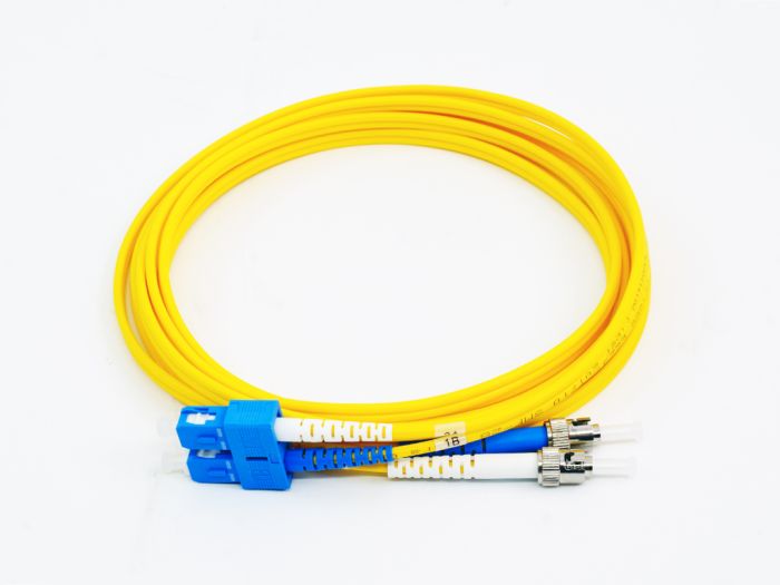Fiber Optic Patch Cable, ST UPC to SC UPC, 3 meters, 3mm, Duplex, SM | Plus Corning® SMF-28® Ultra Fiber