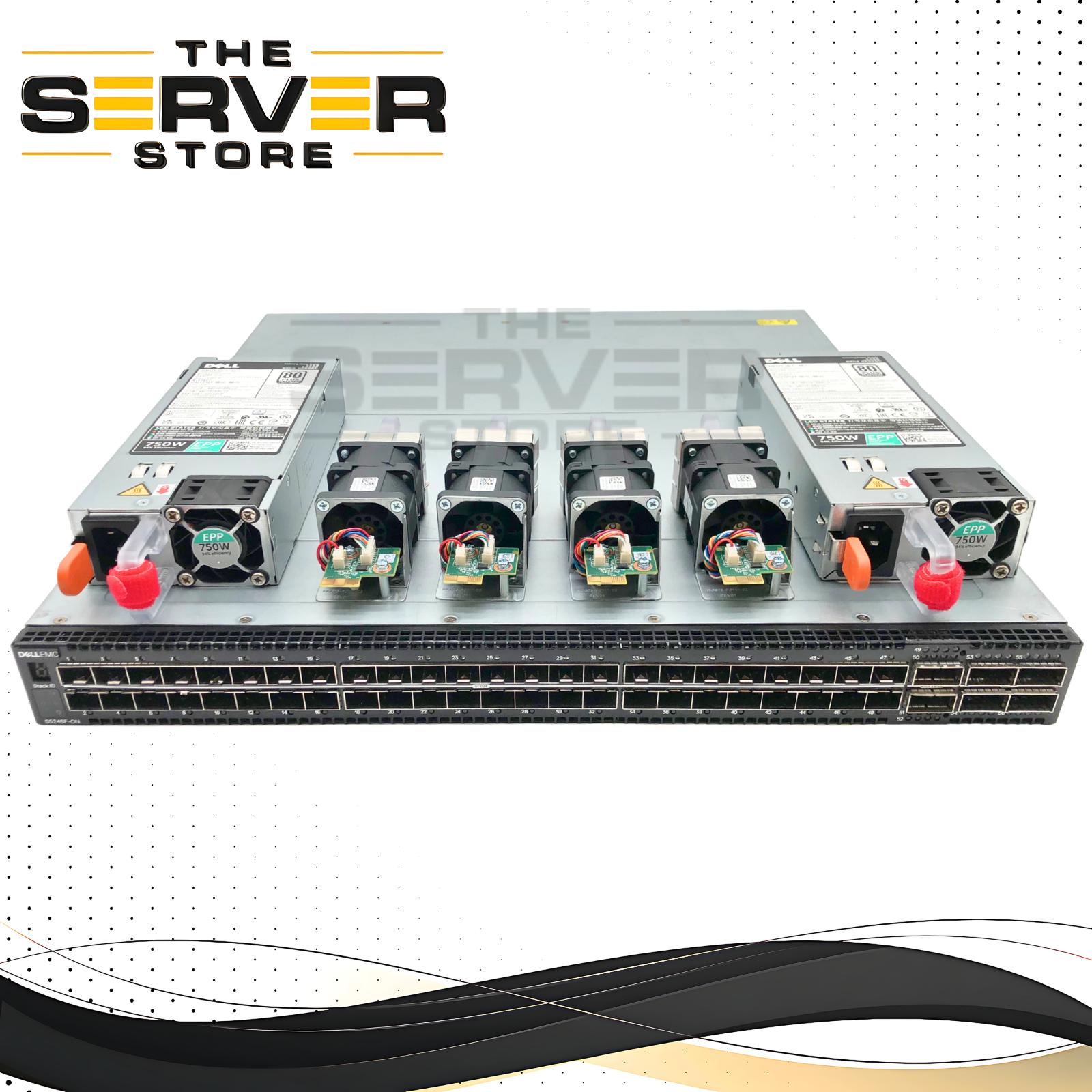Dell EMC S5248F-ON 48x 25GbE SFP28, 2x 200GbE QSFP28-DD, 4x 100GbE QSFP28 Ethernet Switch with 750W PSUs and Front-to-Back Airflow. P/N: S5248F-ON-F.