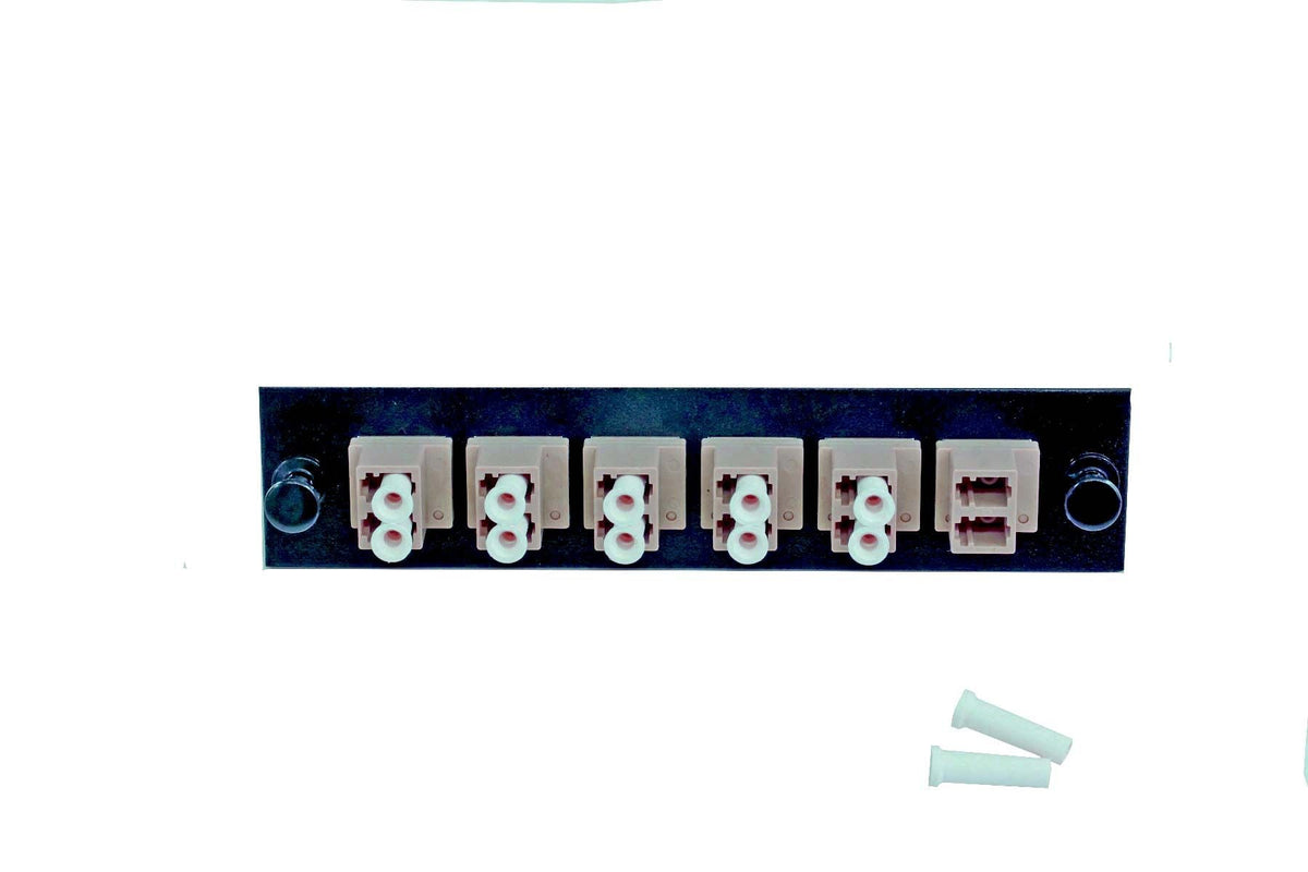 Adapter Plate 6-Pack LC Duplex Multimode Square Adapters Beige Adapters Loaded (12 Fibers) Black
