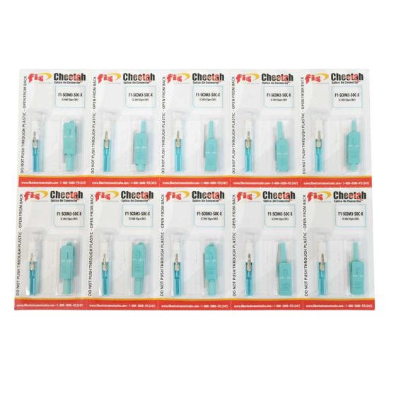 Splice-On Connector Cheetah SC PC Multimode 50um OM3 900um Aqua 10 Pack