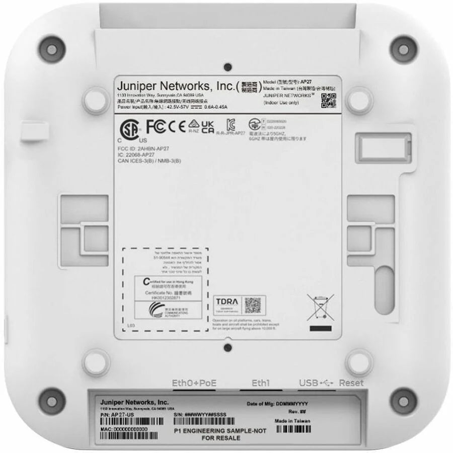Mist AP27E Tri Band Wi-Fi 7 IEEE 802.11 a/b/g/n/ac/ax/be 9.38 Gbit/s Wireless Access Point - Indoor - Yes