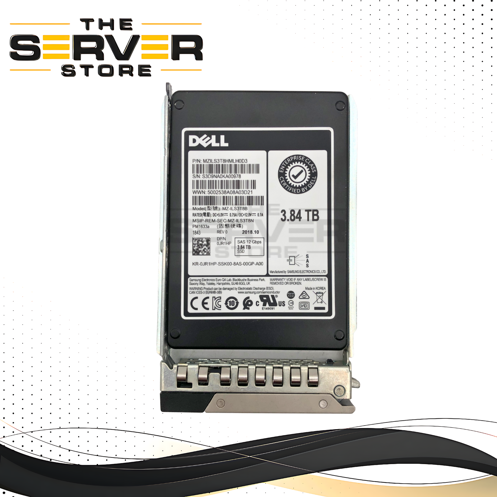 Dell 3.84TB SAS 12G RI 2.5" SSD Samsung PM1633a Series MZ-ILS3T8B 0JR1HP JR1HP