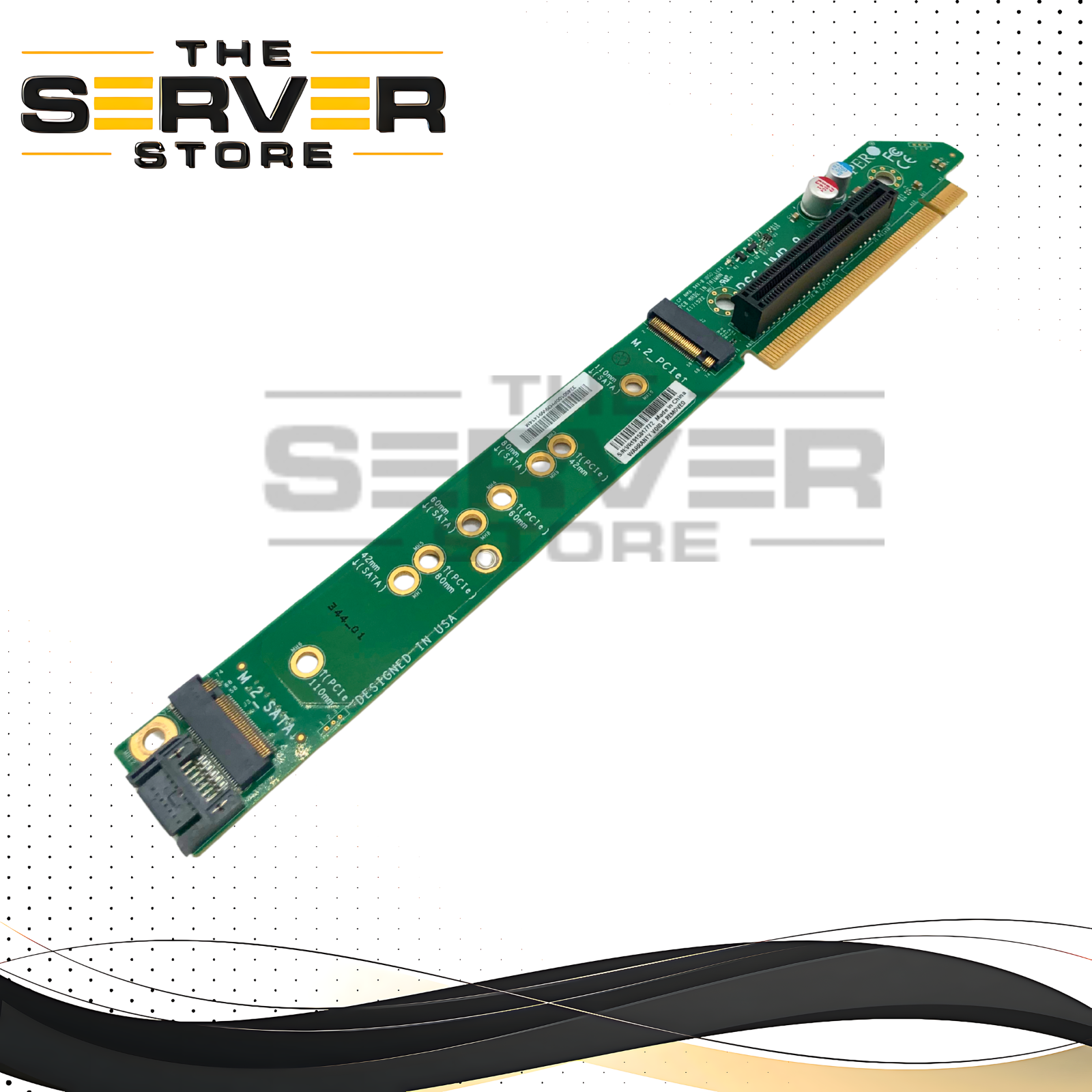 Supermicro 1U Ultra Right-Hand Side (RHS) Slot 1 Riser Card Assembly with 1x PCIe 3.0 x8 and 2x M.2 SATA Slots. P/N: RSC-UMR-8.