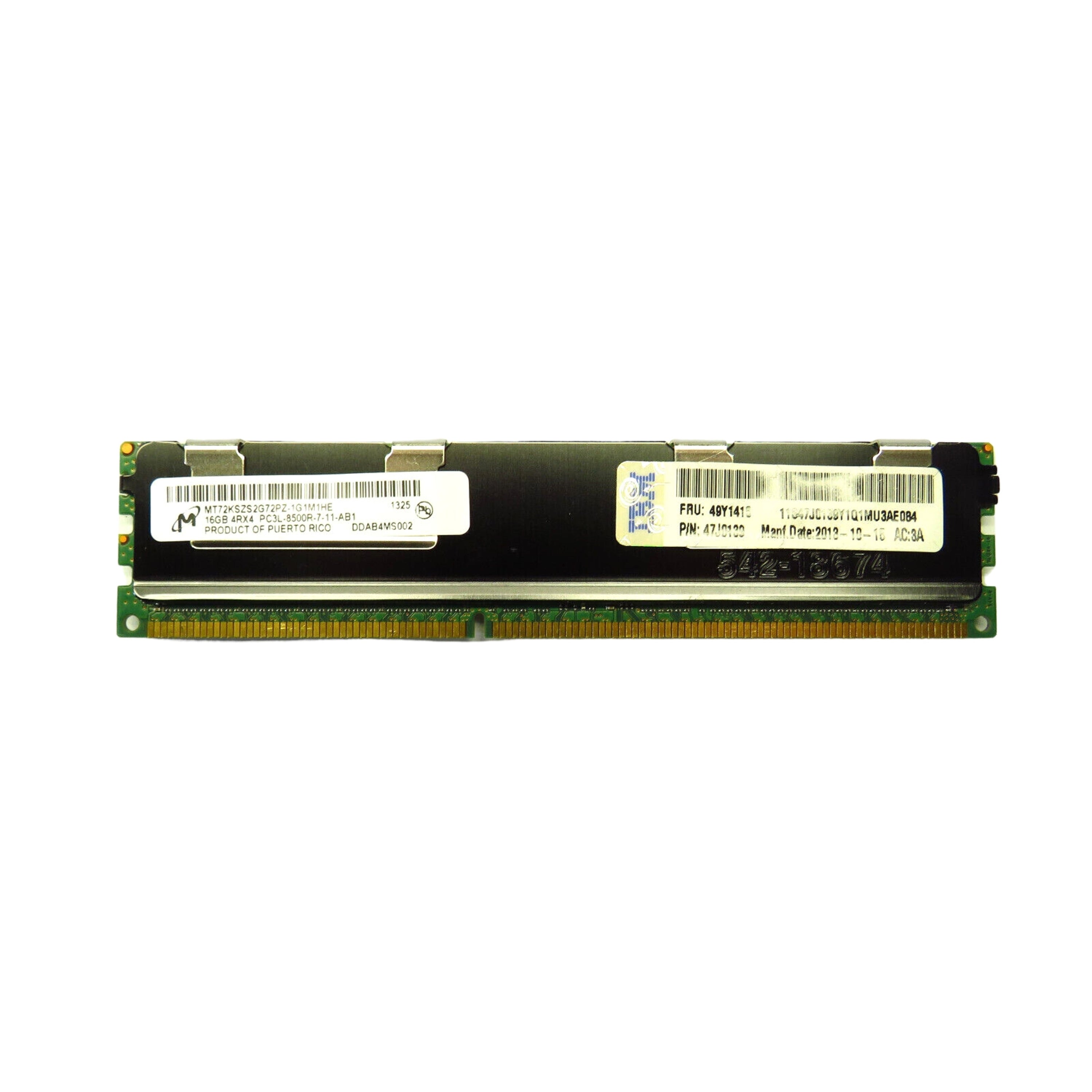 IBM 49Y1418 47J0139 16GB 4Rx4 PC3L-8500 1066MHz DDR3 CL7 ECC RDIMM Server Memory (Refurbished)