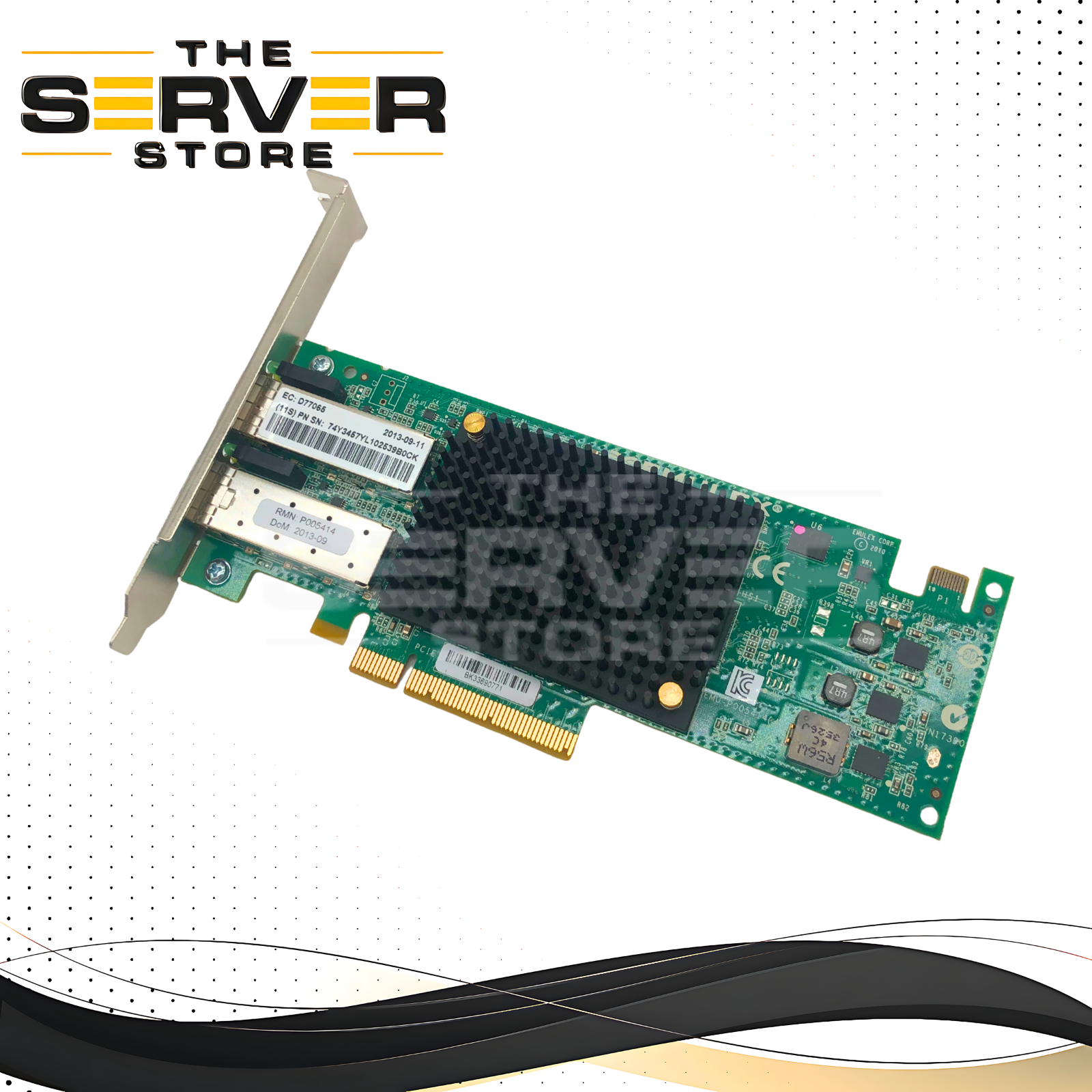 IBM Emulex LightPulse LPE12002 Dual-Port 10GBASE-SR SFP+ PCIe 2.0 x8 Network Adapter for System x Servers. FRU: 74Y3457YL.
