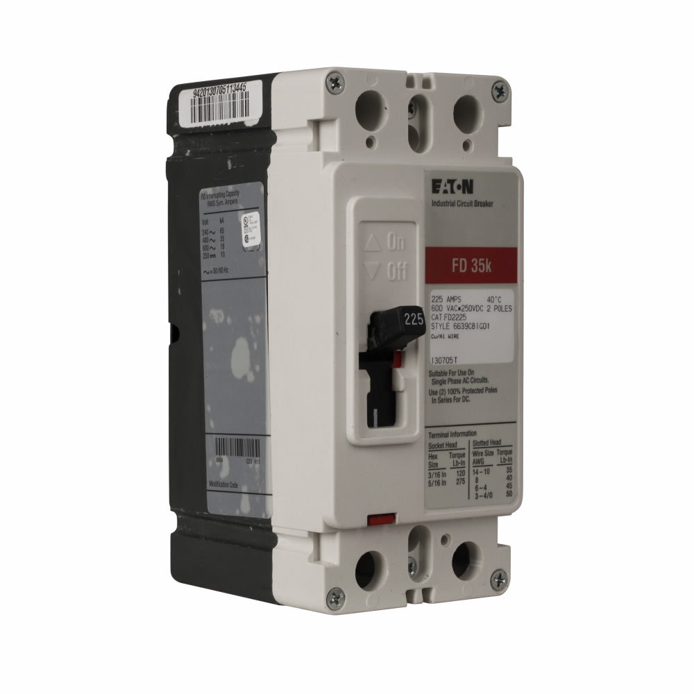 FD2100L | Eaton 100A 2-Pole Molded Case Circuit Breaker, Series C, F-Frame