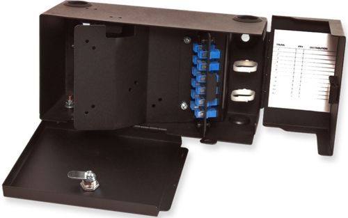 Wall Mount Enclosure Patch and Splice Holds (2) Adapter Plates Unloaded Black