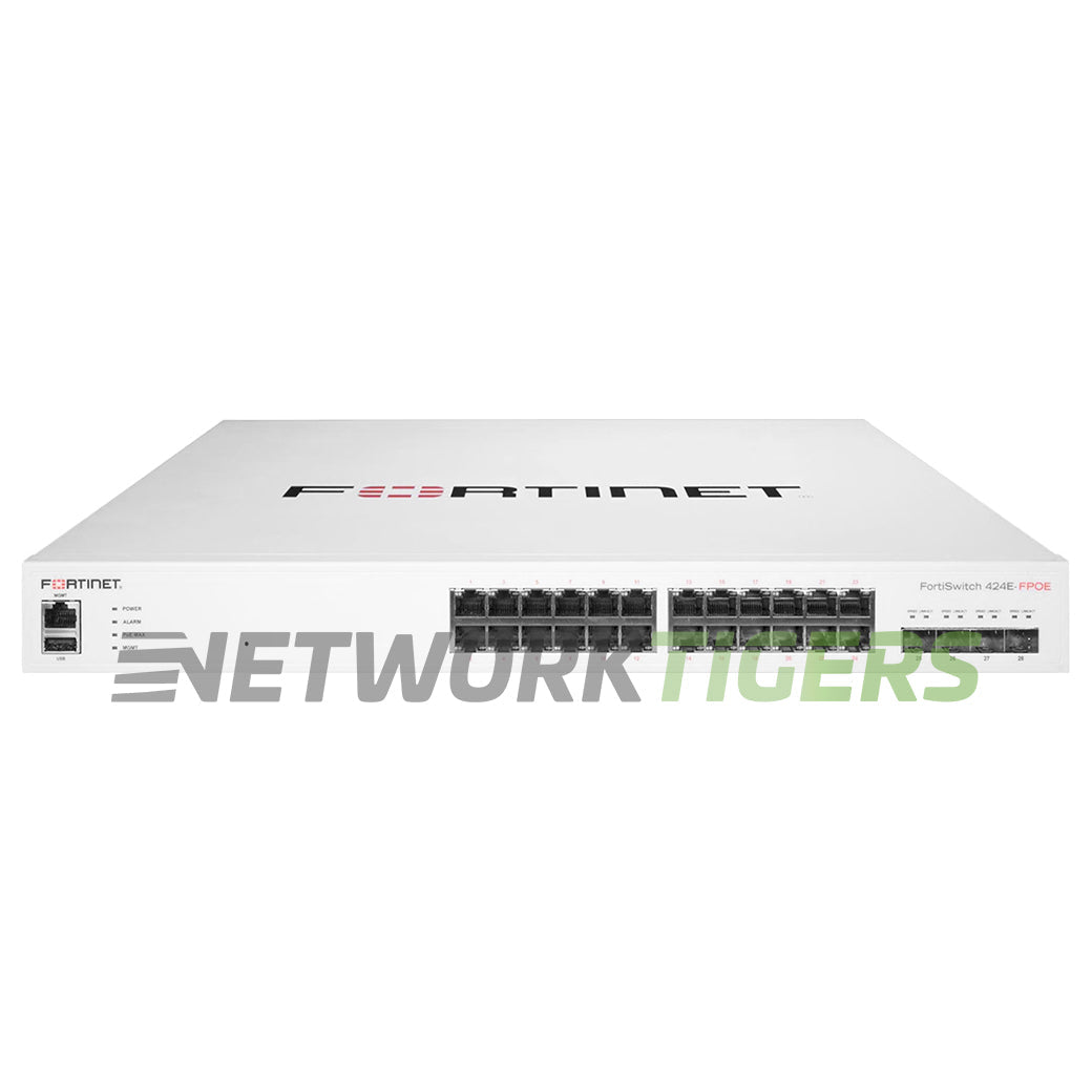 NEW Fortinet FS-424E-FPOE 24x 1GB PoE+ RJ45 4x SFP+ Local Management Only Switch