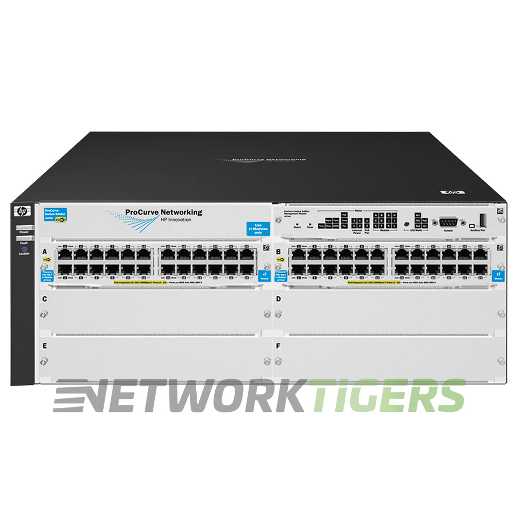 NEW HPE J8699A 48x 1GB PoE RJ45 4x Open Module Slot Switch Chassis