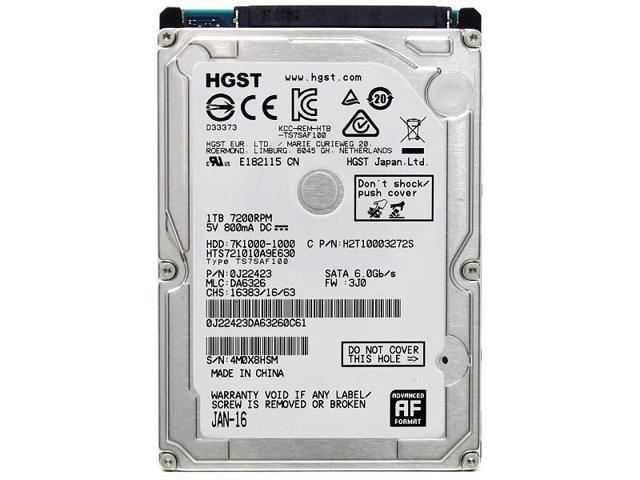 HGST Travelstar 7K1000 HTS721010A9E630 1TB 7.2K 32MB SATA 2.5" Hard Drive