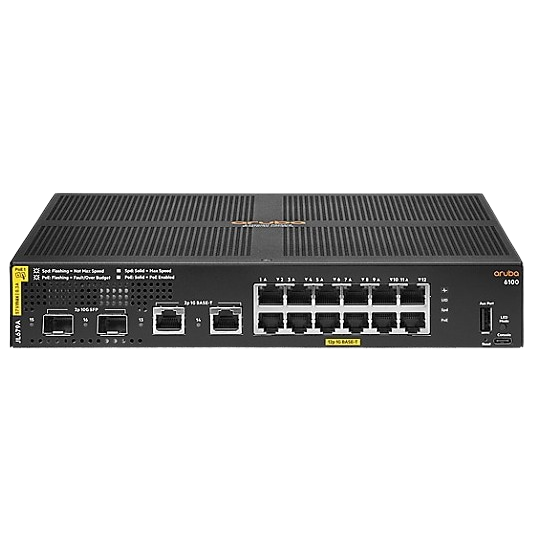 JL679A ARUBA 6100 12G CL4 2SFP+ 139W Switch - RENEW
