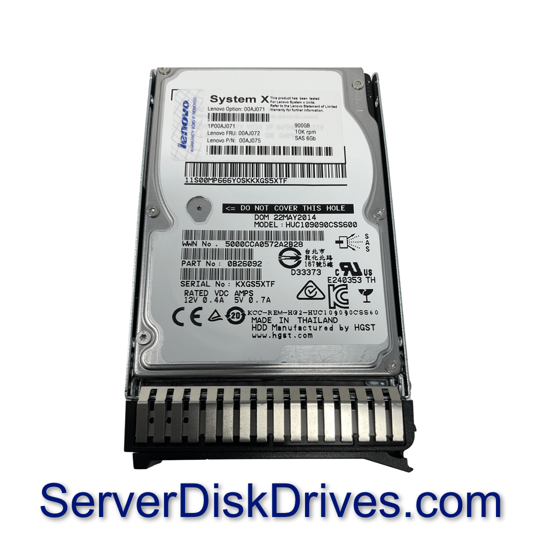 00AJ072 00AJ075 LENOVO 900GB 10K 6G 2.5in SAS Hard Drive
