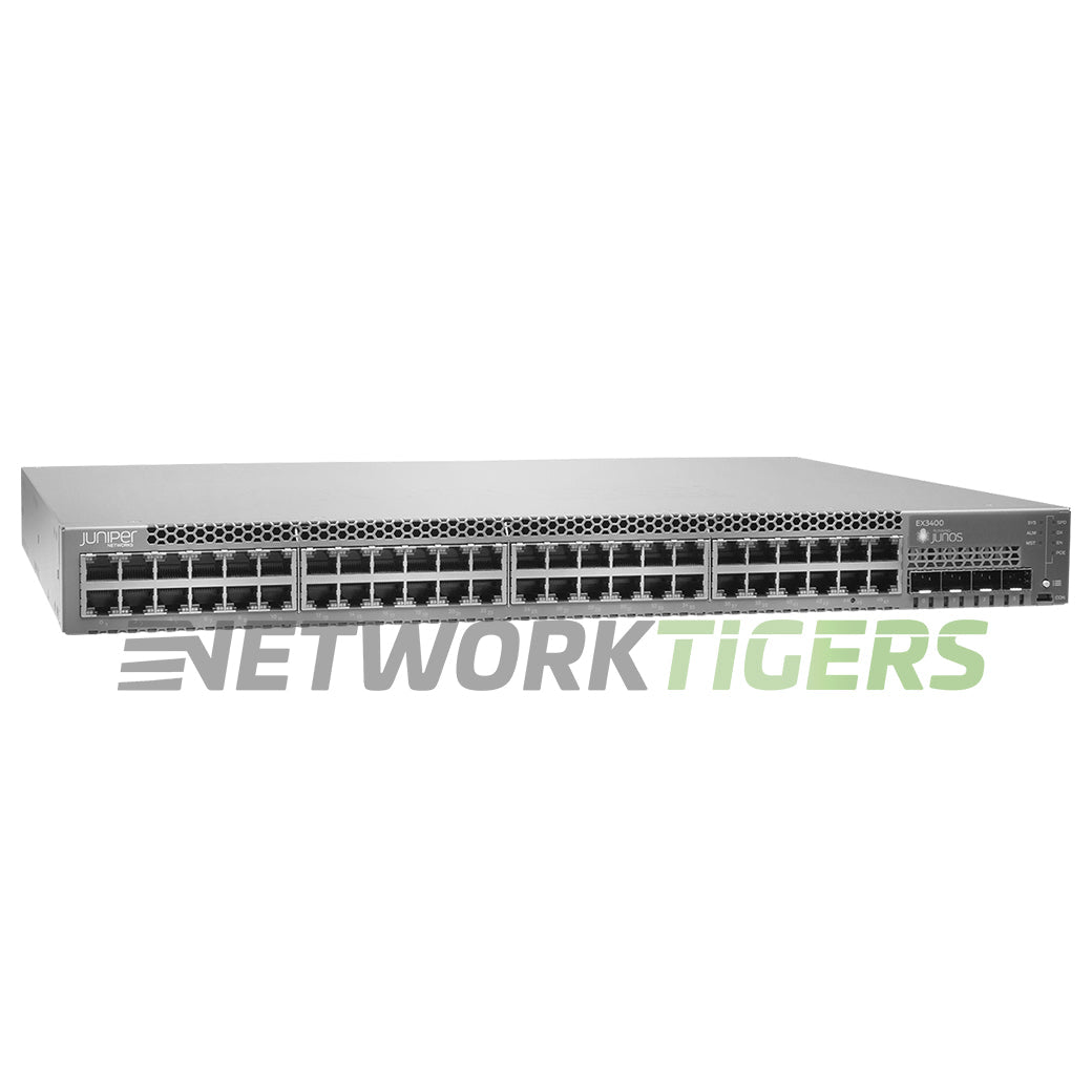 NEW Juniper EX3400-48T-AFI 48x 1GB RJ45 4x 1GB SFP+ 2x QSFP+ B-F Air Switch