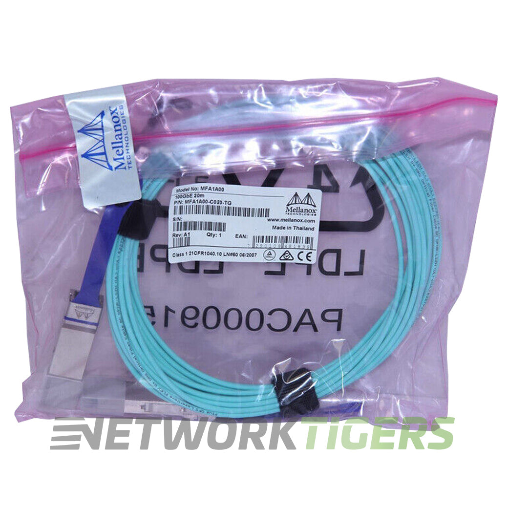 NEW Nvidia Mellanox MFA1A00-C020 20m 100GB QSFP28 Active Optical Cable