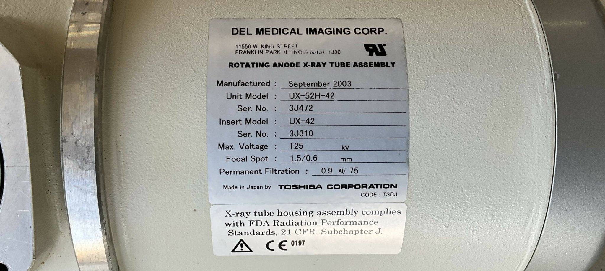 ROTATING ANODE X-RAY TUBE (UX-52H-42/UX-42) GE
