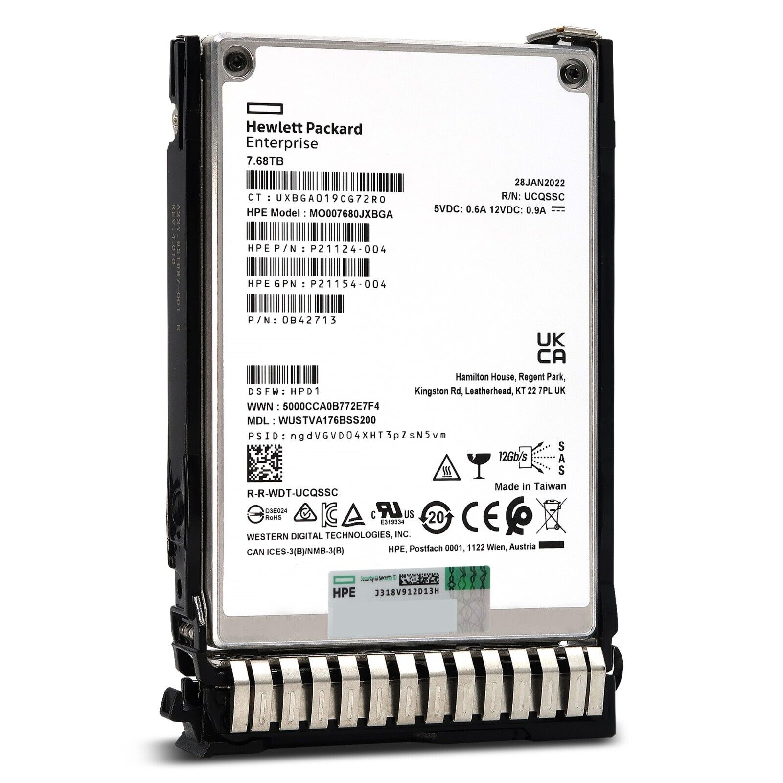 HP Generation 8 P21145-B21 WUSTVA176BSS200 7.68TB SAS 12Gb/s 1DWPD ISE 2.5in Solid State Drive