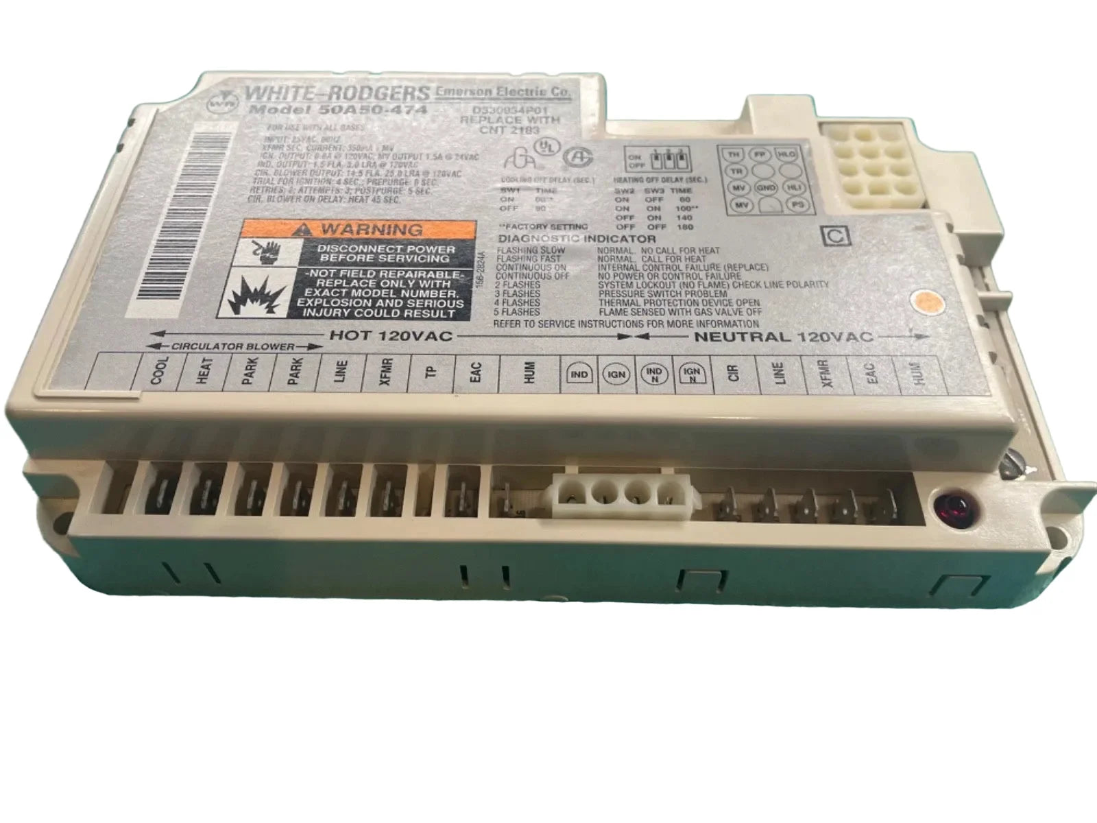 50A50-474 | White Rodgers Furnace Control Board, 25 VAC Input, 0.45 A