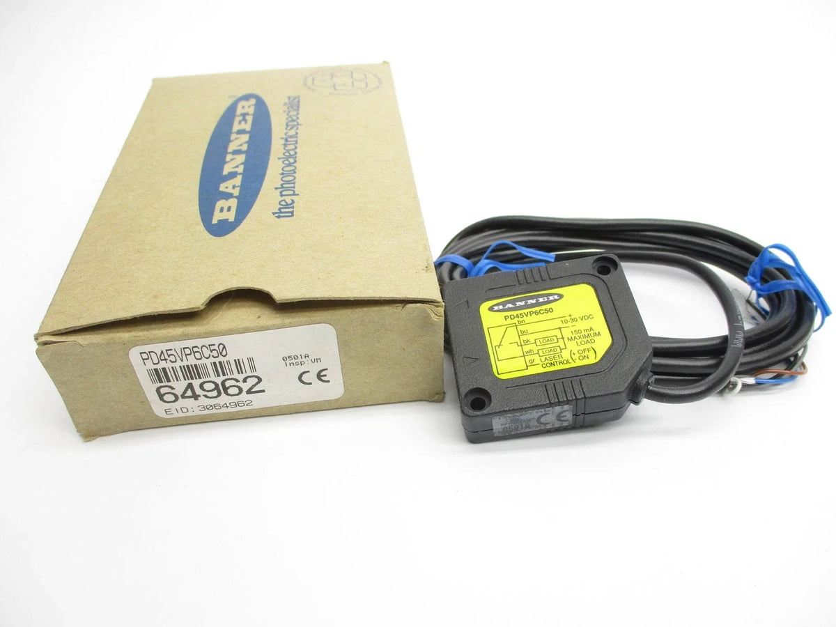 PD45VP6C50 | Banner Engineering Convergent Photoelectric Proximity Sensor, 50 mm, PNP Output