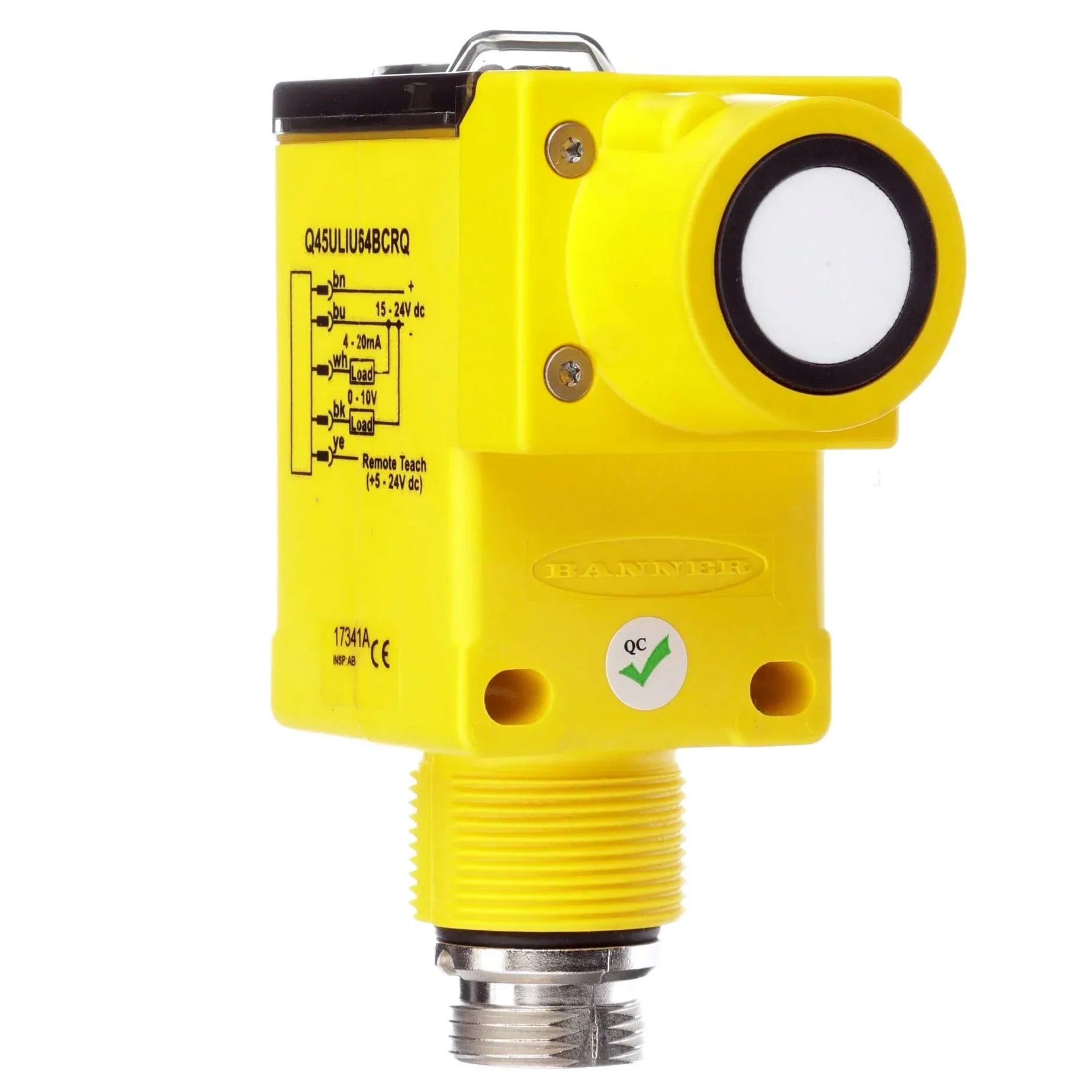 Q45ULIU64ACRQ | Banner Q45U Series Ultrasonic Proximity Sensor, 100–1400 mm