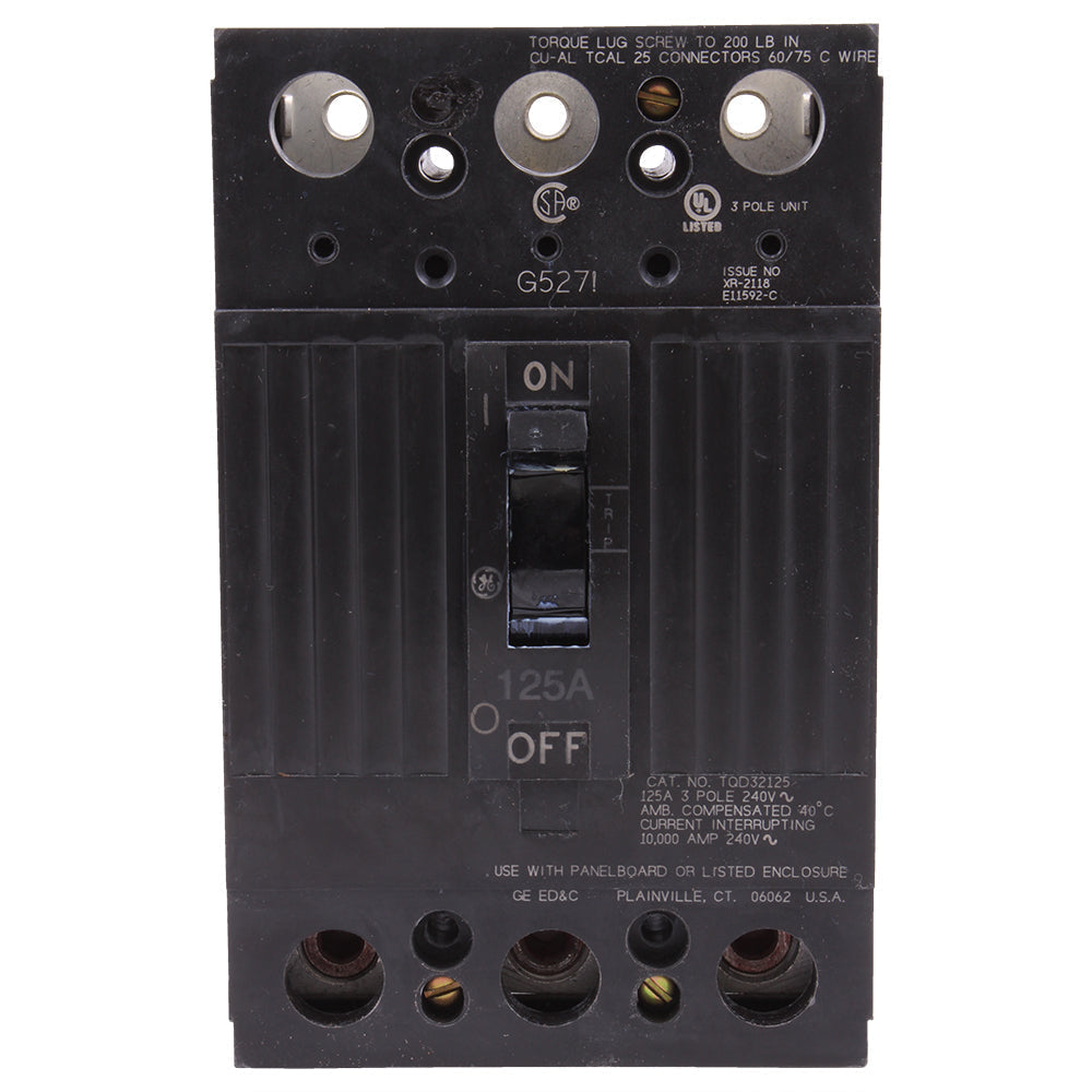 General Electric TQD32125 3-Pole 125A Molded Case Circuit Breaker 240V Q-Line