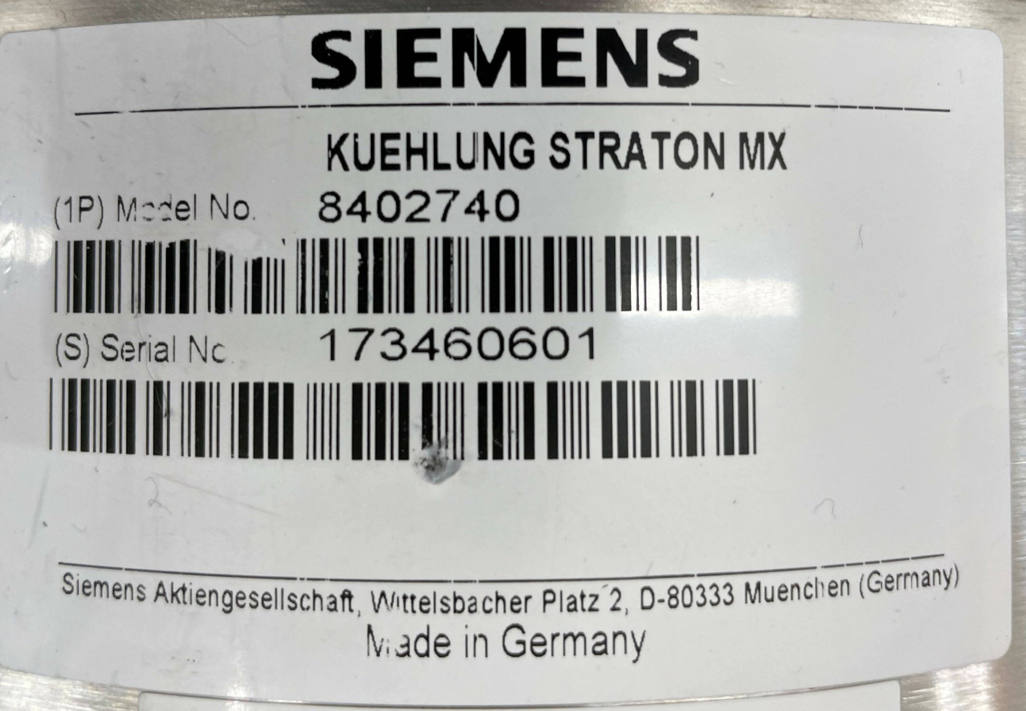 TUBE COOLING UNIT (8402740/0802740) SIEMENS