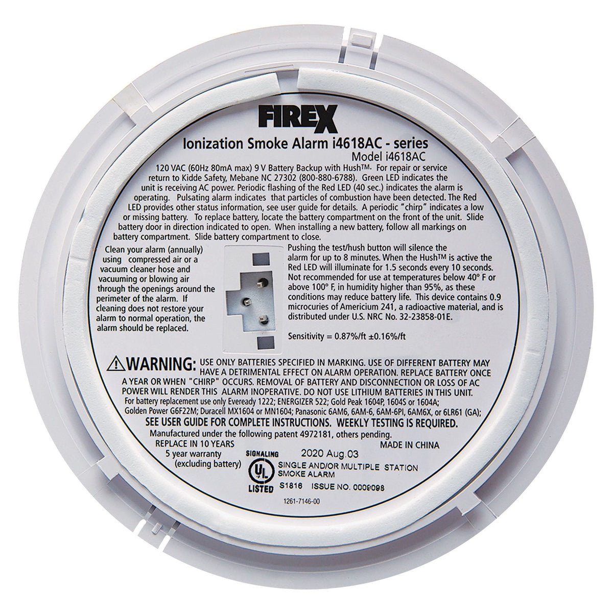 Kidde i4618AC Firex Hardwired Smoke Alarm with Battery Backup