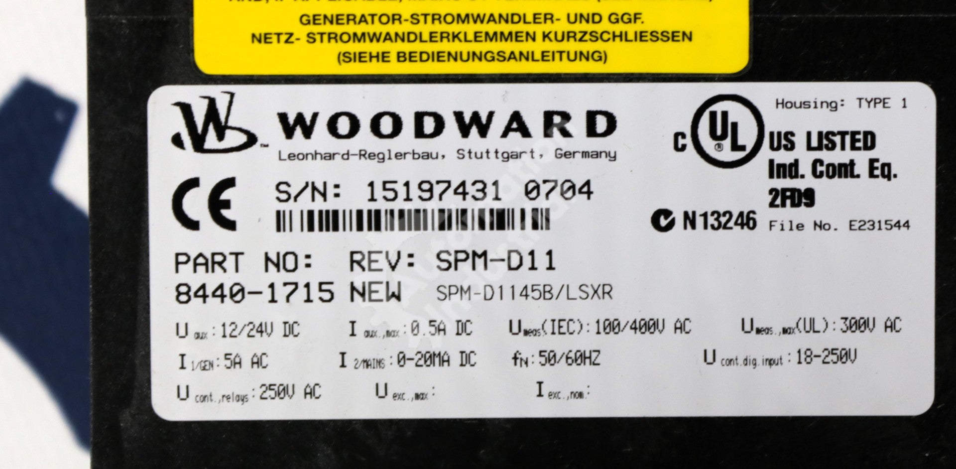 8440-1715 by Woodward Speed & Phase Matching Synchronizer SPM-D11/LSXR