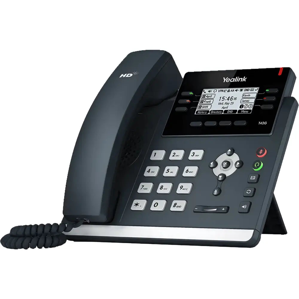 Yealink SIP-T42G 12-Line Gigabit VoIP Phone | HD Voice, PoE, Dual GigE - Refurbished