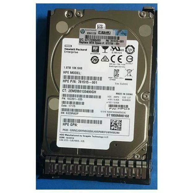 HPE EG001800JWFUU 1.8 TB Hot-swap HDD - 2.5" - Enterprise - SAS 12Gb/s - 10,000 rpm - HPE SmartDrive - MFerraz Tecnologia