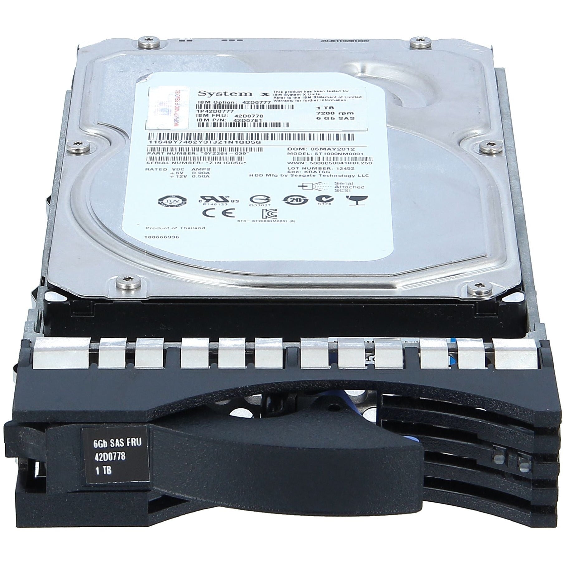 42D0778 1TB 7200RPM 6G 3.5" SAS Hard Drive LFF HDD w/ Tray 42D0777 42D0781