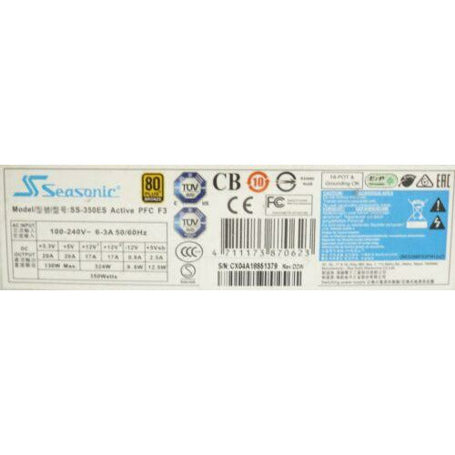 Fonte Seasonic 350w SS-350ES Active PFC F3 Power Supply Unit / PSU - MFerraz Tecnologia