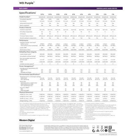 WD Purple WD121PURZ 12TB Surveillance 7200 RPM 3.5" SATA lll Internal 6 Gb/s - MFerraz Tecnologia