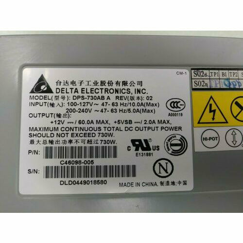 Fonte DELTA Server Power Supply 730W DPS-730AB A REV 02 C46098-005 - MFerraz Tecnologia