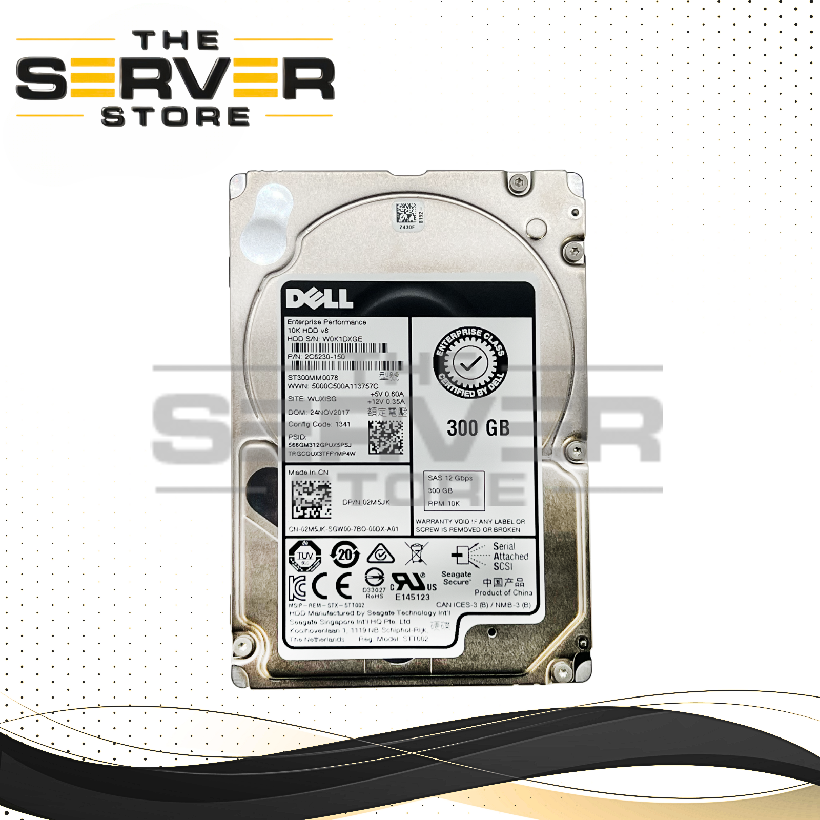Dell 300GB SAS 12G 10K SFF 2.5" HDD Seagate STT002 ST300MM0078 02M5JK 2M5JK