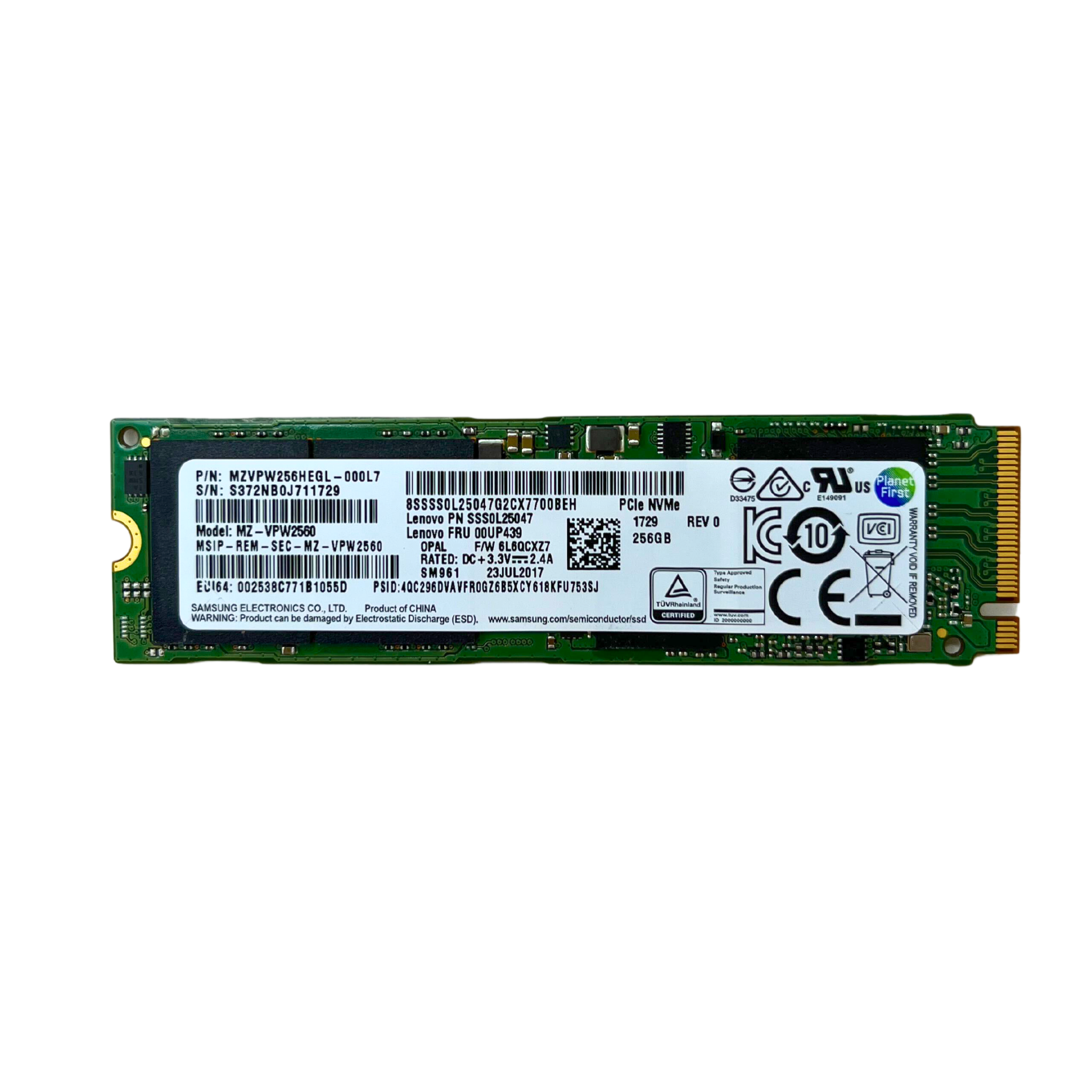Lenovo 256GB M.2 PCIe NVMe SSD Solid State Drive (MZVPW256HEGL)