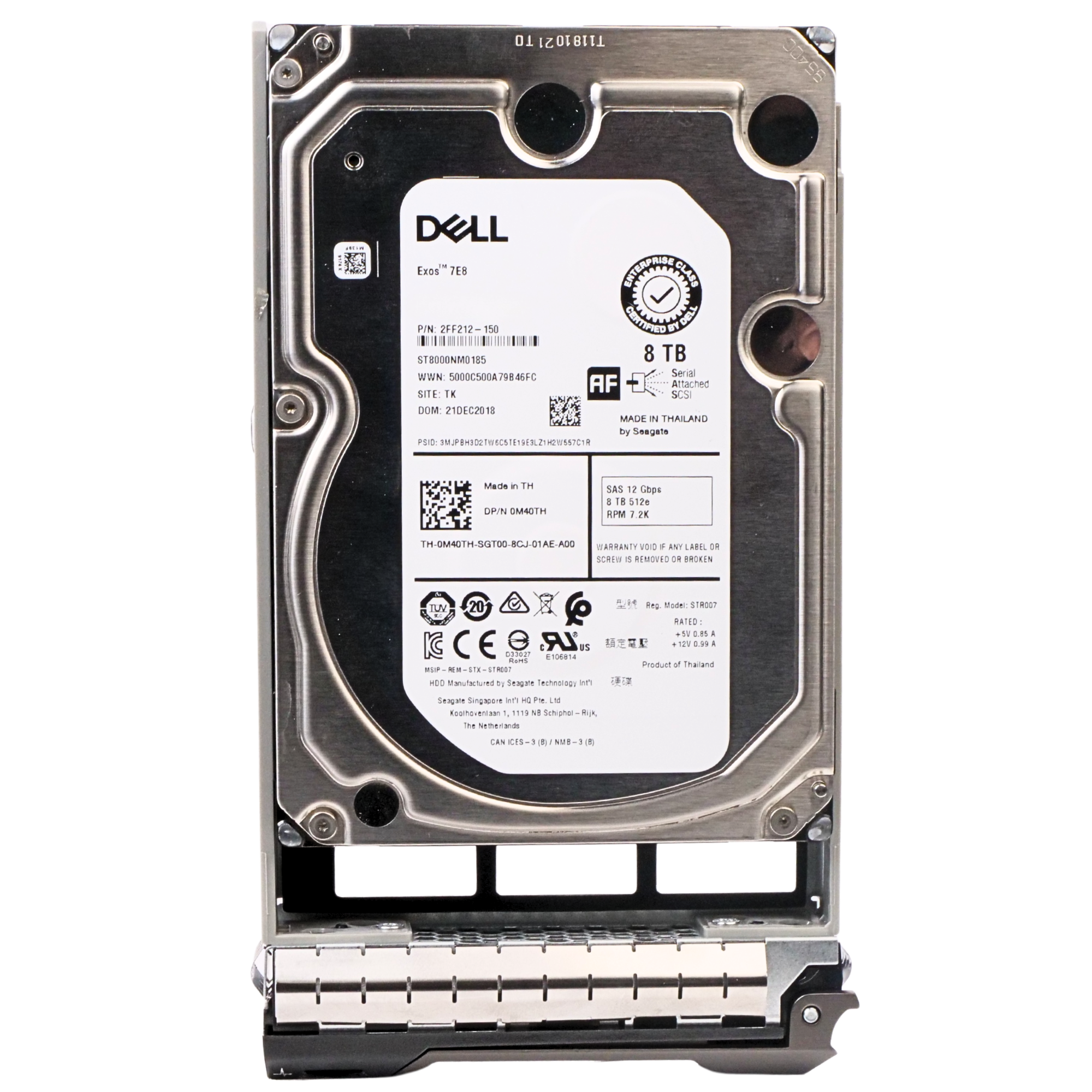 Dell G13 VC7M2 8TB 7.2K RPM SAS 12Gb/s 512e 256MB 3.5in Recertified HDD