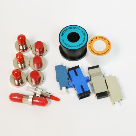 Two-Piece Test Kit: E-Series Power Meter with SM/MM Light Source (850/1300/1310/1550nm) & Reference Cords/Adapters