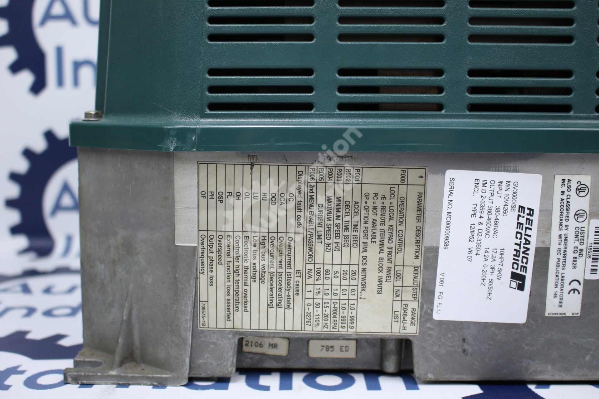 Reliance Electric 10V4260 10 HP GV3000 Drive