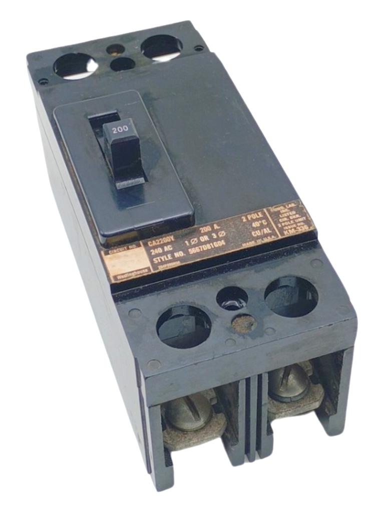 Westinghouse CA2200Y 200A 2 Pole Molded Case Circuit Breaker 240VAC Bolt-On Thermal Magnetic