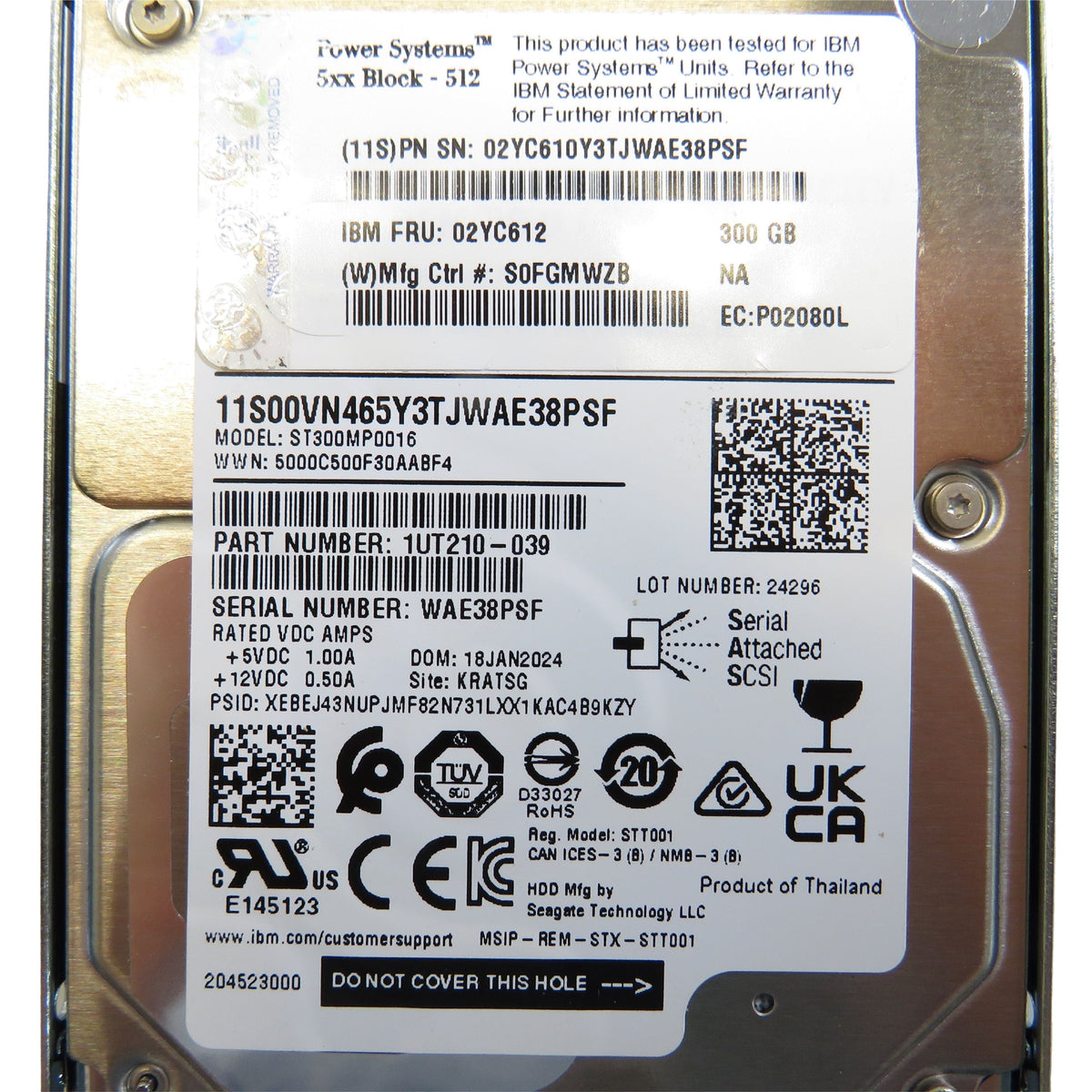 IBM 02YC612 300GB 15K RPM 2.5" SAS 12Gbps SFF HDD Hard Drive (Refurbished)