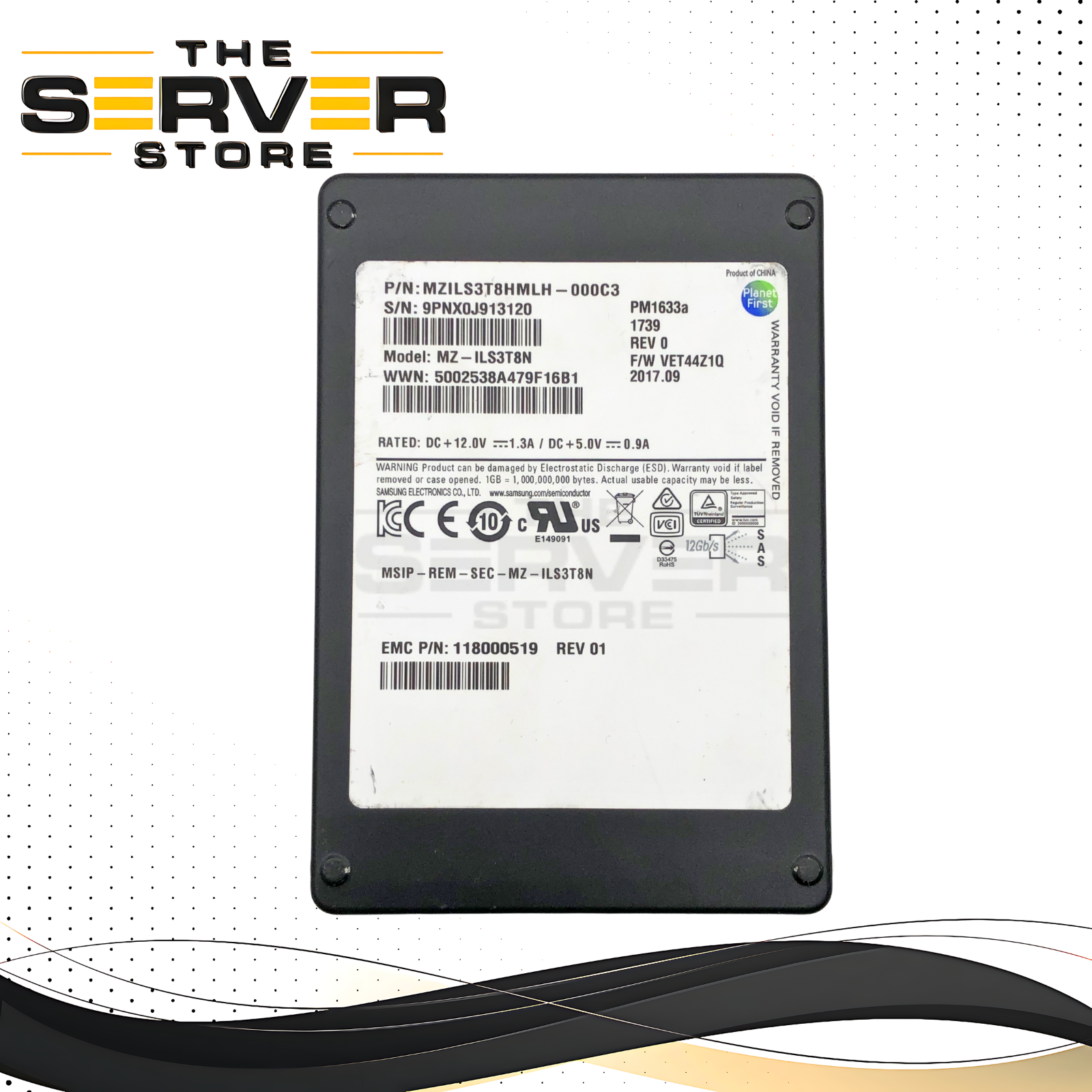 EMC 3.84TB SAS 12G RI SFF 2.5" SSD Samsung PM1633a Series MZ-ILS3T8N 118000519