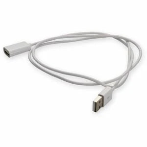 AddOn 2m USB A 2.0 Male to USB B 2.0 Female White Cable