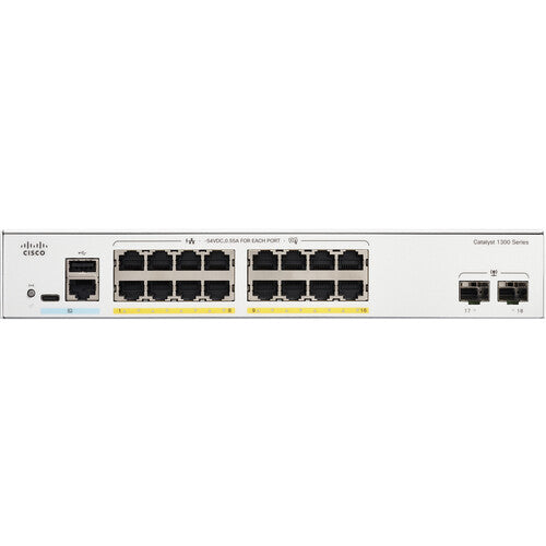 Cisco C1300-16FP-2G Catalyst 1300 16-Port Gigabit PoE+ Managed Switch with 2 SFP Uplinks